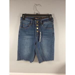 Dollhouse High-Rise Girls Bermuda Cut-Off Shorts Size 7/8 NEW Denim